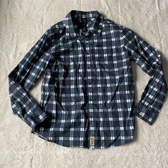 Harley Davidson Shirt Mens Large Gray Plaid Logo Button Up Biker Motorcycle - Picture 1 of 8